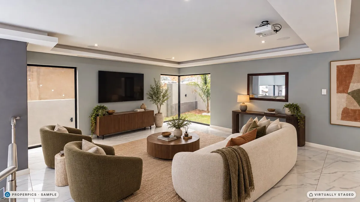 Living room, staged